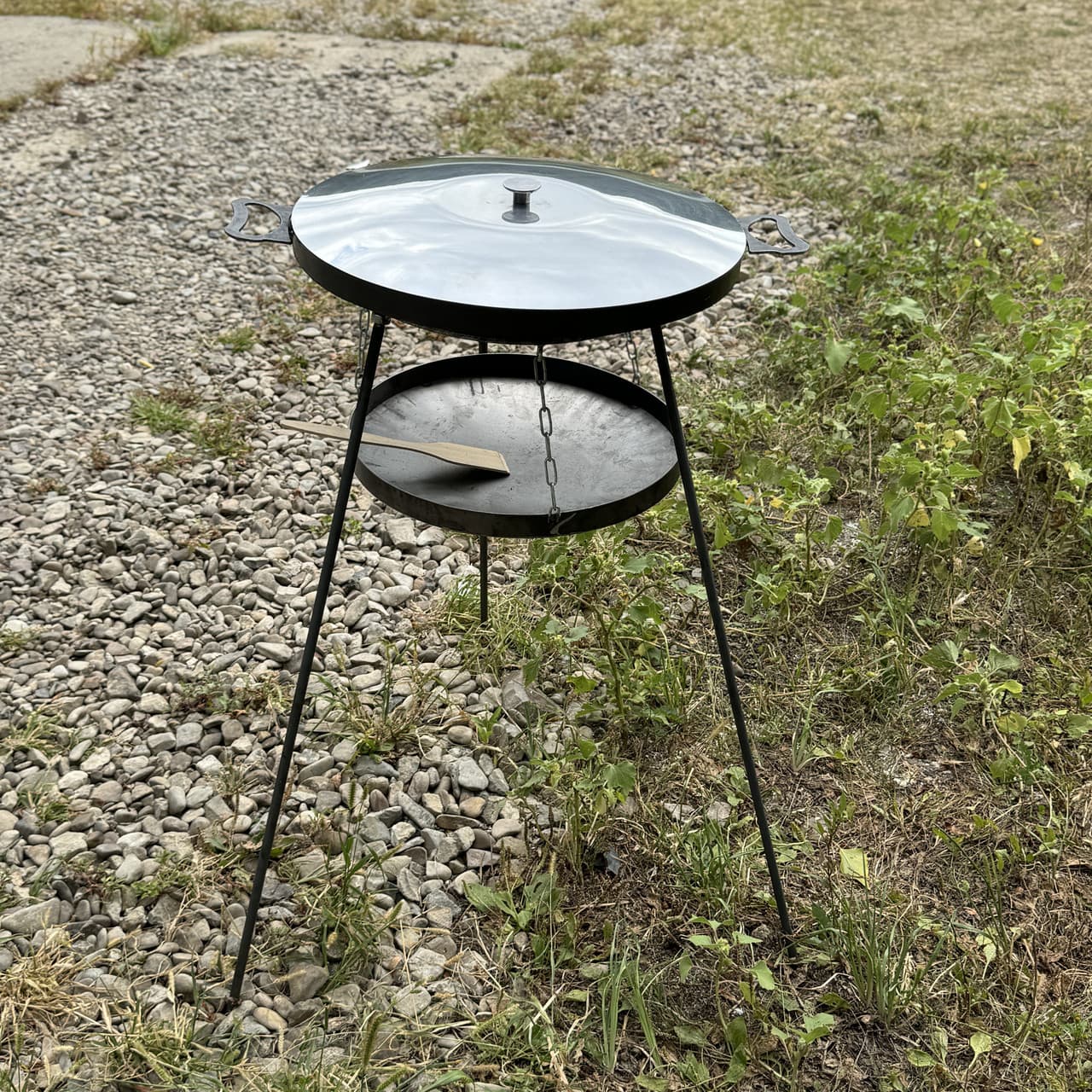 Сковорода из диска 60 см с крышкой нержавейкой, подставкой для огня на разборных ногах 1м и чехол