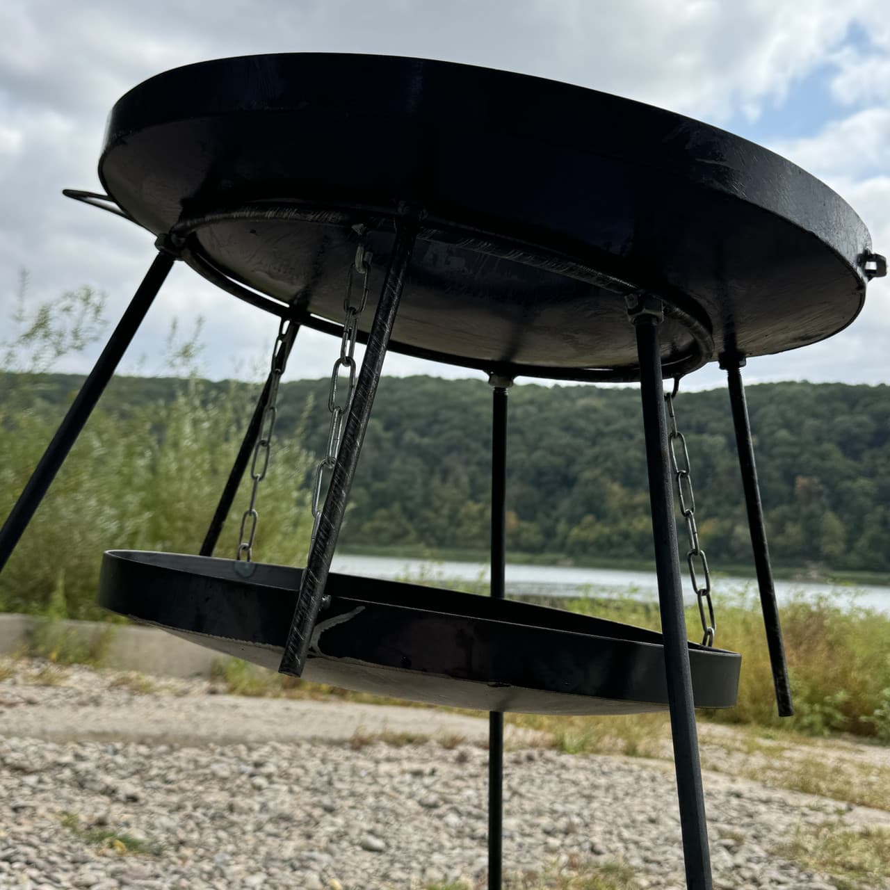 Сковорода из диска 40 см с крышкой нержавейкой и подставкой для огня на разборных ногах 1м